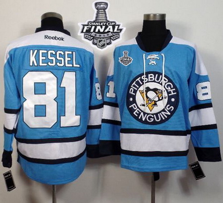 Penguins #81 Phil Kessel Light Blue Alternate 2017 Stanley Cup Final Patch Stitched NHL Jersey