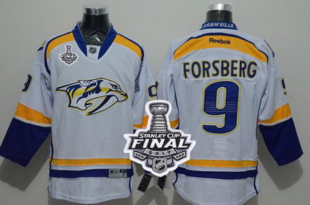 Predators #9 Filip Forsberg White Road 2017 Stanley Cup Final Patch Stitched NHL Jersey