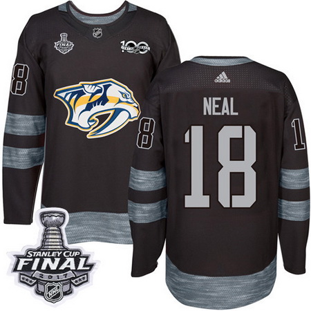 Predators #18 James Neal Black 1917 2017 100th Anniversary Stanley Cup Final Patch Stitched NHL Jers