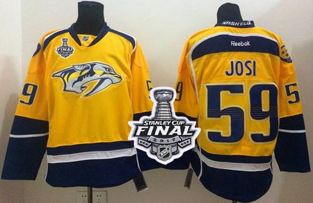 Predators #59 Roman Josi Yellow Home 2017 Stanley Cup Final Patch Stitched NHL Jersey