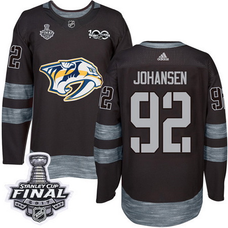 Predators #92 Ryan Johansen Black 1917 2017 100th Anniversary Stanley Cup Final Patch Stitched NHL J