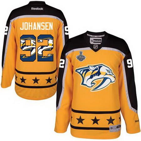 Predators #92 Ryan Johansen Yellow 2017 Stanley Cup Team Logo Fashion Stitched NHL Jersey