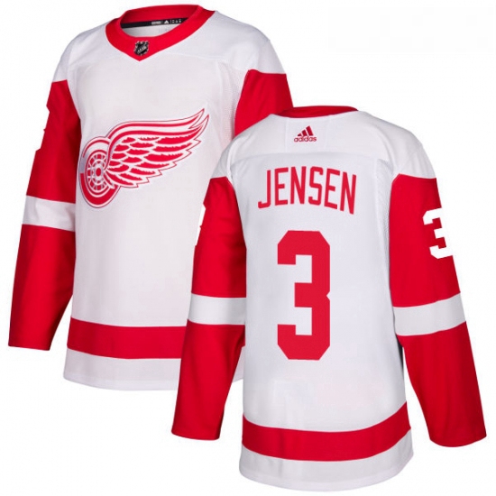 Womens Adidas Detroit Red Wings 3 Nick Jensen Authentic White Away NHL Jersey