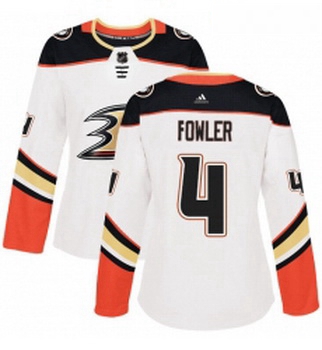 Womens Adidas Anaheim Ducks 4 Cam Fowler Authentic White Away NHL Jersey