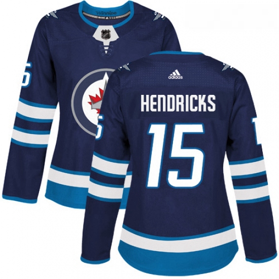 Womens Adidas Winnipeg Jets 15 Matt Hendricks Authentic Navy Blue Home NHL Jersey