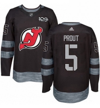 Mens Adidas New Jersey Devils 5 Dalton Prout Authentic Black 1917 2017 100th Anniversary NHL Jersey