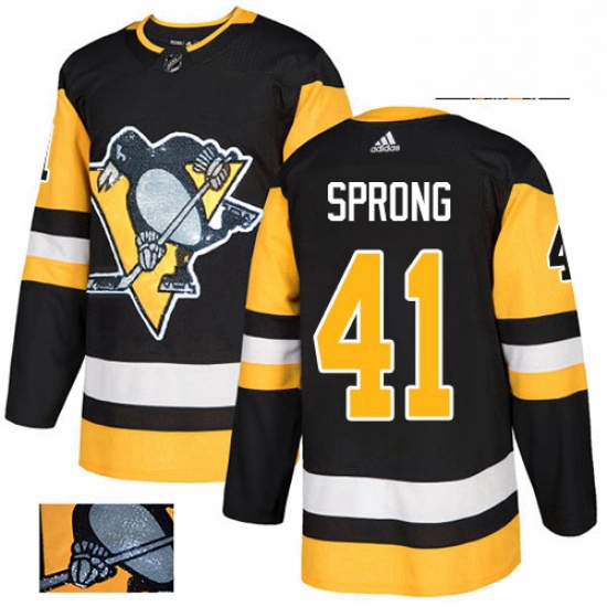 Mens Adidas Pittsburgh Penguins 41 Daniel Sprong Authentic Black Fashion Gold NHL Jersey