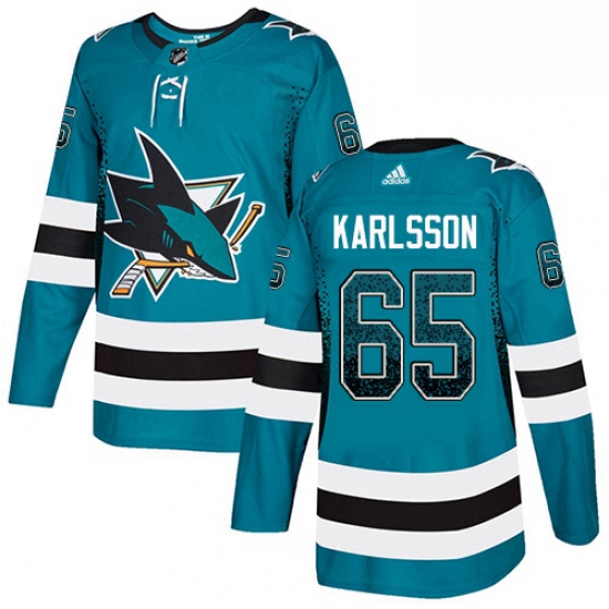 Mens Adidas San Jose Sharks 65 Erik Karlsson Authentic Teal Drift Fashion NHL Jersey