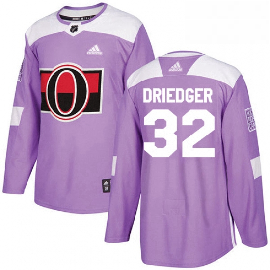 Mens Adidas Ottawa Senators 32 Chris Driedger Authentic Purple Fights Cancer Practice NHL Jersey