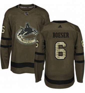 Mens Adidas Vancouver Canucks 6 Brock Boeser Premier Green Salute to Service NHL Jersey