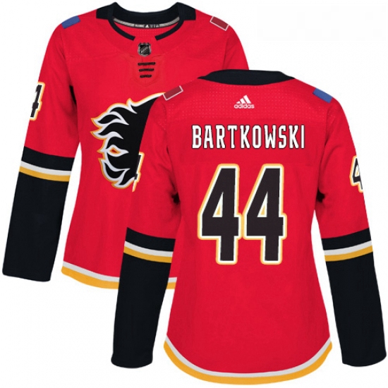 Womens Adidas Calgary Flames 44 Matt Bartkowski Authentic Red Home NHL Jersey