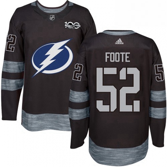 Mens Adidas Tampa Bay Lightning 52 Callan Foote Authentic Black 1917 2017 100th Anniversary NHL Jers