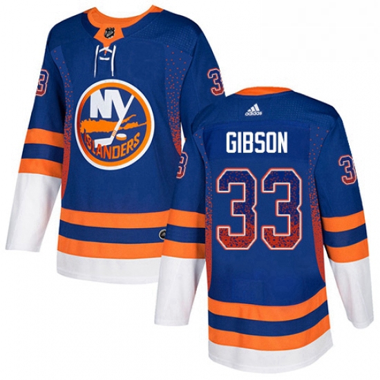 Mens Adidas New York Islanders 33 Christopher Gibson Authentic Royal Blue Drift Fashion NHL Jersey