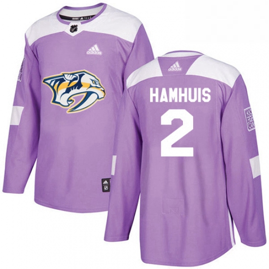 Mens Adidas Nashville Predators 2 Dan Hamhuis Authentic Purple Fights Cancer Practice NHL Jersey