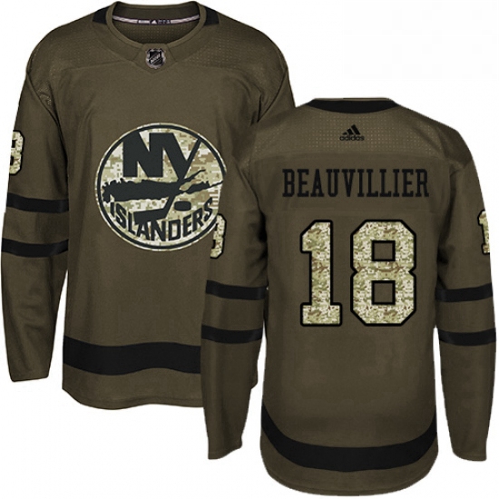 Mens Adidas New York Islanders 18 Anthony Beauvillier Authentic Green Salute to Service NHL Jersey