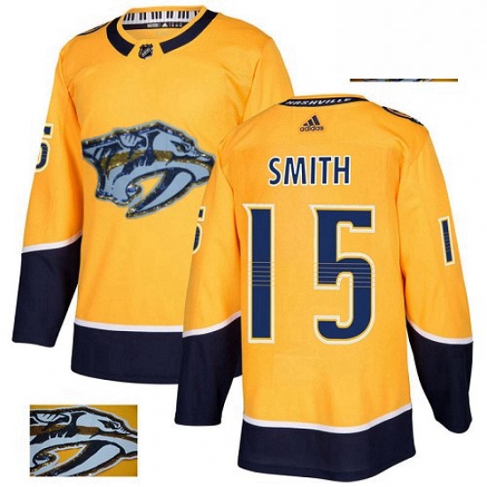 Mens Adidas Nashville Predators 15 Craig Smith Authentic Gold Fashion Gold NHL Jersey