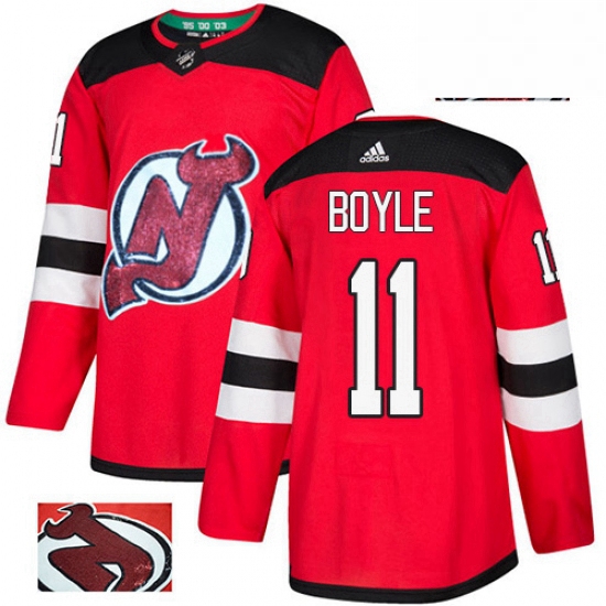 Mens Adidas New Jersey Devils 11 Brian Boyle Authentic Red Fashion Gold NHL Jersey