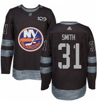 Mens Adidas New York Islanders 31 Billy Smith Authentic Black 1917 2017 100th Anniversary NHL Jersey