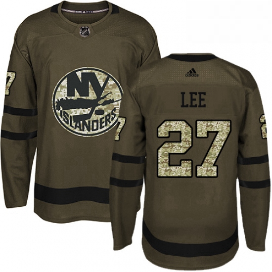 Mens Adidas New York Islanders 27 Anders Lee Premier Green Salute to Service NHL Jersey