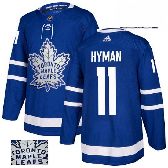 Mens Adidas Toronto Maple Leafs 11 Zach Hyman Authentic Royal Blue Fashion Gold NHL Jersey