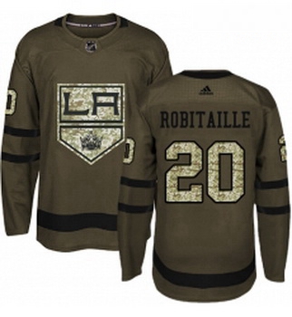 Youth Adidas Los Angeles Kings 20 Luc Robitaille Authentic Green Salute to Service NHL Jersey