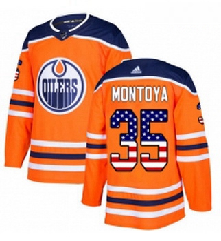 Youth Adidas Edmonton Oilers 35 Al Montoya Authentic Orange USA Flag Fashion NHL Jersey