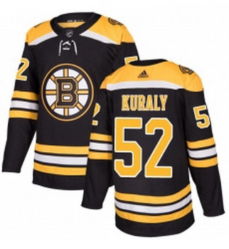 Youth Adidas Boston Bruins 52 Sean Kuraly Authentic Black Home NHL Jersey