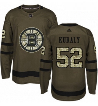 Youth Adidas Boston Bruins 52 Sean Kuraly Authentic Green Salute to Service NHL Jersey