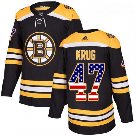 Youth Adidas Boston Bruins 47 Torey Krug Authentic Black USA Flag Fashion NHL Jersey