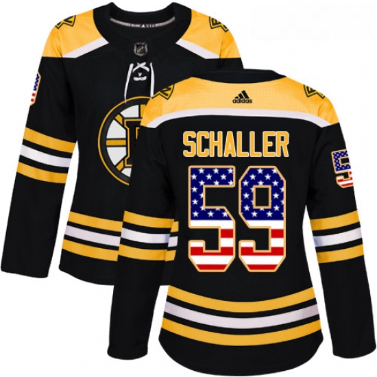 Womens Adidas Boston Bruins 59 Tim Schaller Authentic Black USA Flag Fashion NHL Jersey