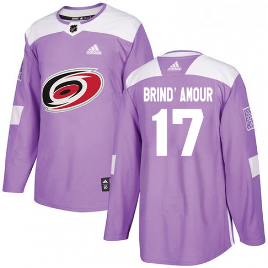 Youth Adidas Carolina Hurricanes 17 Rod BrindAmour Authentic Purple Fights Cancer Practice NHL Jerse