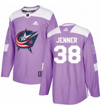 Youth Adidas Columbus Blue Jackets 38 Boone Jenner Authentic Purple Fights Cancer Practice NHL Jerse