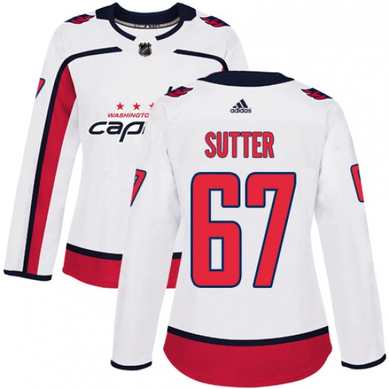 Womens Adidas Washington Capitals 67 Riley Sutter Authentic White Away NHL Jersey