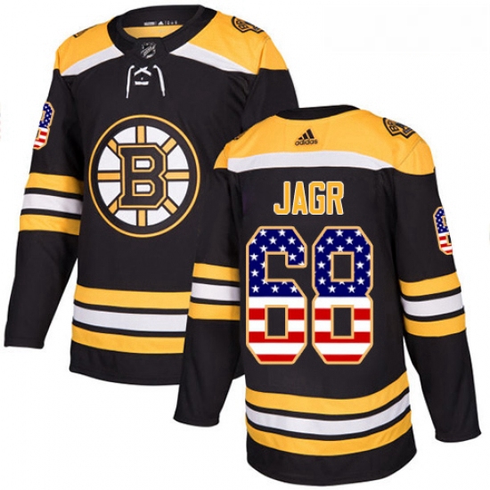 Youth Adidas Boston Bruins 68 Jaromir Jagr Authentic Black USA Flag Fashion NHL Jersey