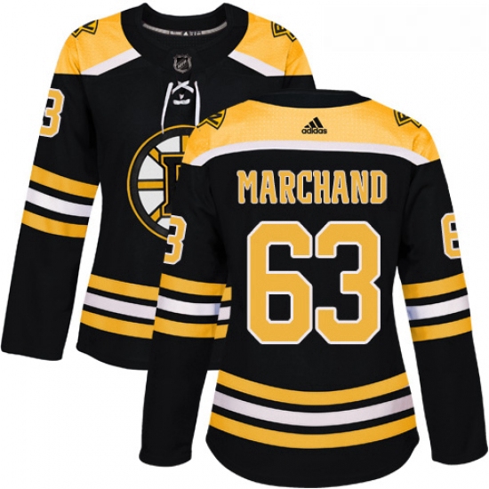 Womens Adidas Boston Bruins 63 Brad Marchand Premier Black Home NHL Jersey