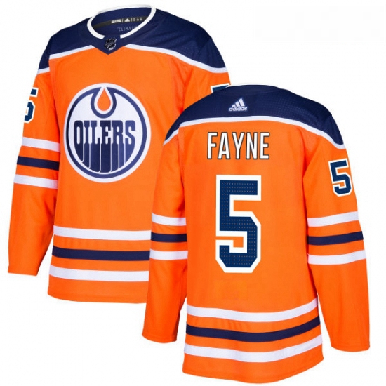 Youth Adidas Edmonton Oilers 5 Mark Fayne Authentic Orange Home NHL Jersey