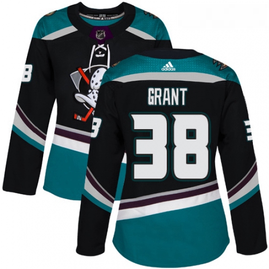 Womens Adidas Anaheim Ducks 38 Derek Grant Authentic Black Teal 