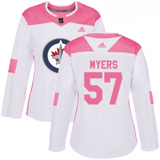 Womens Adidas Winnipeg Jets 57 Tyler Myers Authentic WhitePink Fashion NHL Jersey