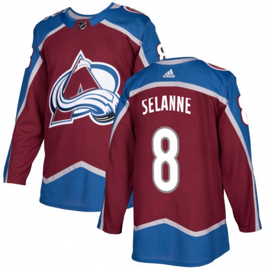 Youth Adidas Colorado Avalanche 8 Teemu Selanne Authentic Burgundy Red Home NHL Jersey