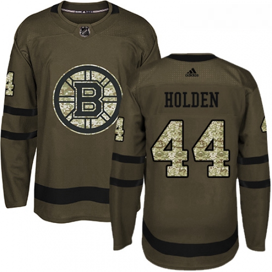 Youth Adidas Boston Bruins 44 Nick Holden Authentic Green Salute to Service NHL Jersey