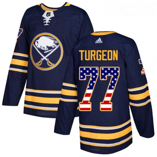 Youth Adidas Buffalo Sabres 77 Pierre Turgeon Authentic Navy Blue USA Flag Fashion NHL Jersey