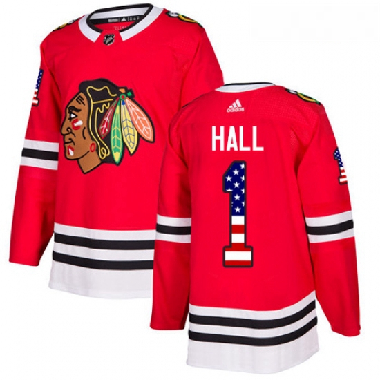 Youth Adidas Chicago Blackhawks 1 Glenn Hall Authentic Red USA F