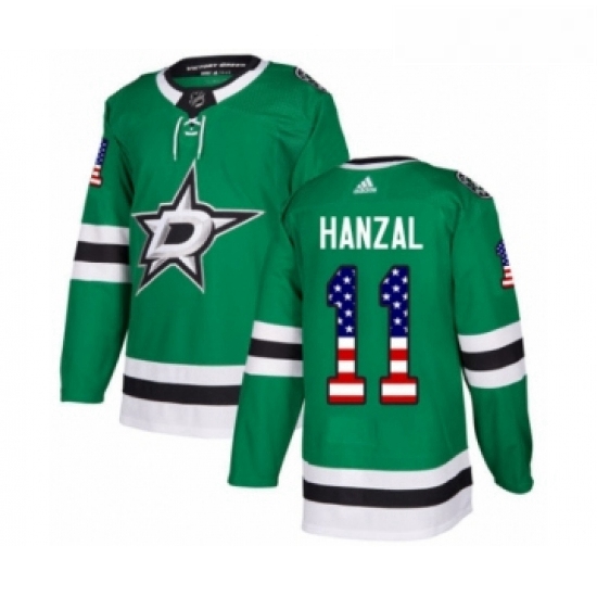 Youth Adidas Dallas Stars 11 Martin Hanzal Authentic Green USA Flag Fashion NHL Jersey