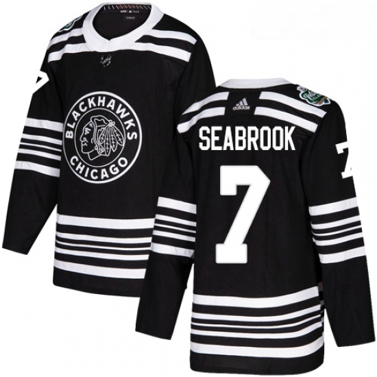 Youth Adidas Chicago Blackhawks 7 Brent Seabrook Authentic Black 2019 Winter Classic NHL Jersey