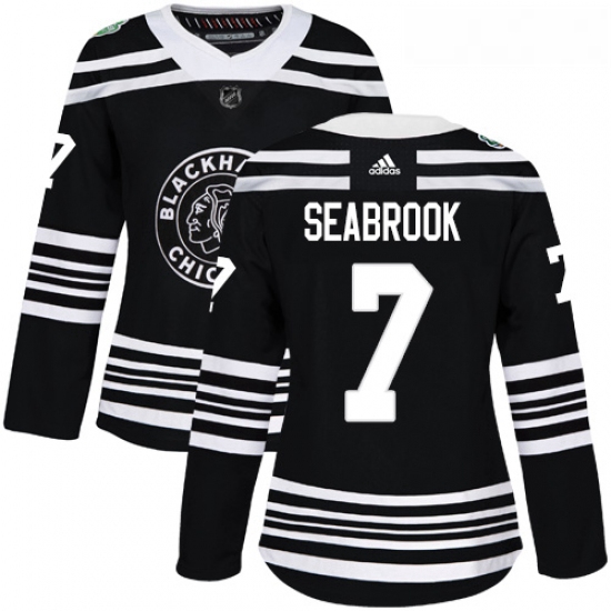 Womens Adidas Chicago Blackhawks 7 Brent Seabrook Authentic Black 2019 Winter Classic NHL Jersey