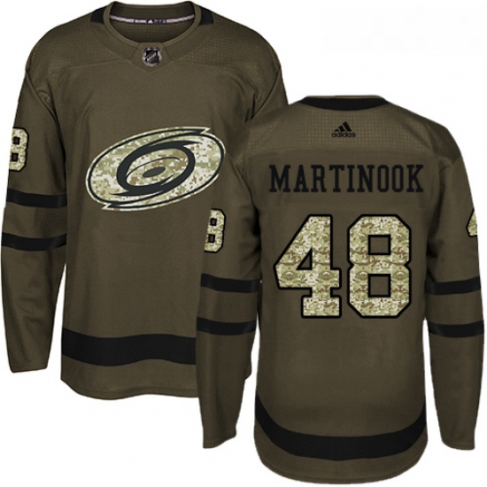 Youth Adidas Carolina Hurricanes 48 Jordan Martinook Authentic Green Salute to Service NHL Jersey