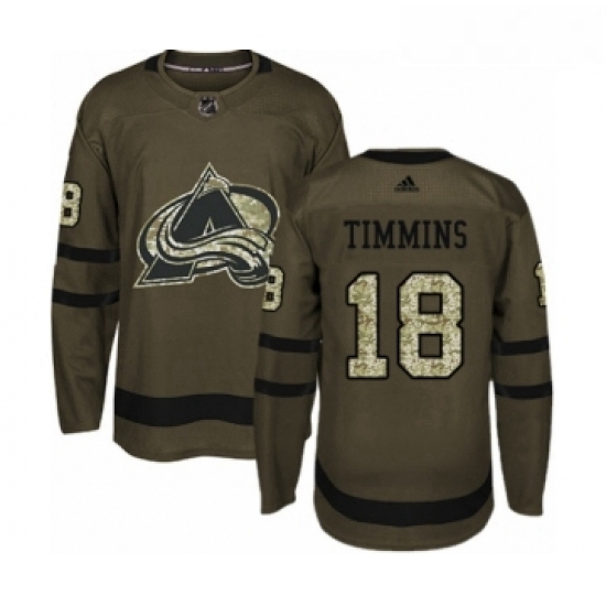 Youth Adidas Colorado Avalanche 18 Conor Timmins Premier Green Salute to Service NHL Jersey