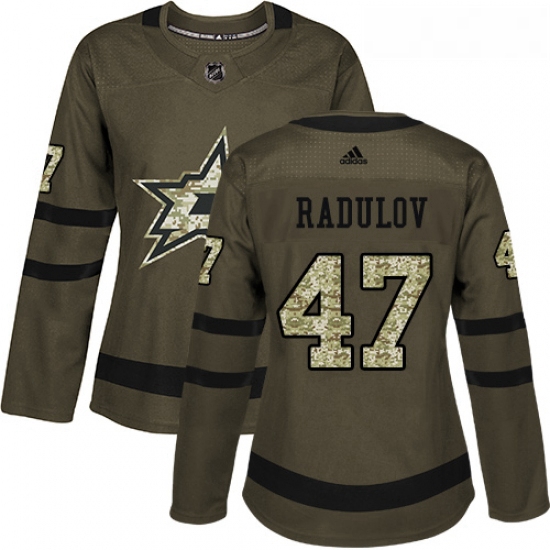 Womens Adidas Dallas Stars 47 Alexander Radulov Authentic Green Salute to Service NHL Jersey