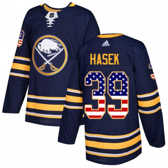 Youth Adidas Buffalo Sabres 39 Dominik Hasek Authentic Navy Blue USA Flag Fashion NHL Jersey