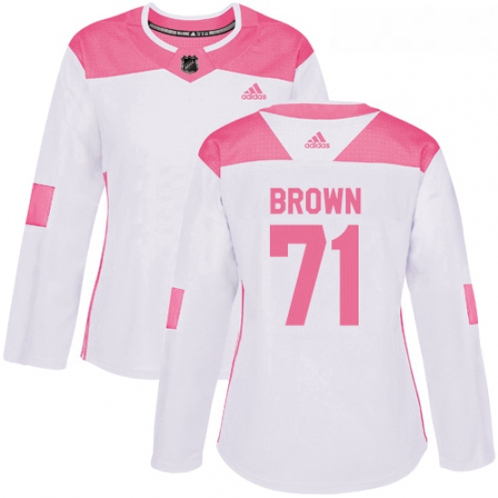 Womens Adidas Minnesota Wild 71 J T Brown Authentic White Pink Fashion NHL Jerse